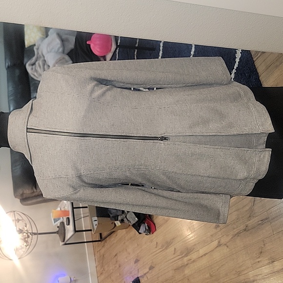 Cabi Women's Drop Off Zip Back Gray Pinstripe Jacket (S) - Picture 4 of 11